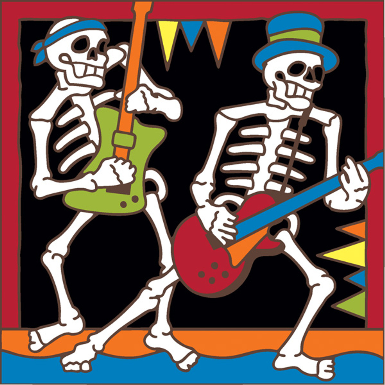 6x6 Tile Day of the Dead Heavy Metal Guitar Players Decorative Art Tile