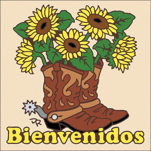 6x6 Tile Bienvenidos Boots with Sunflowers Sand 7637A