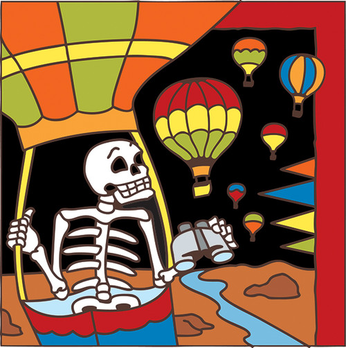6x6 Tile Day of the Dead Hot Air Balloon 7494A
