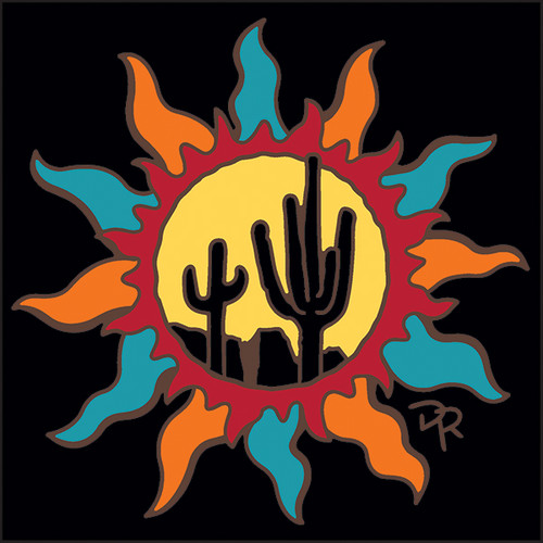 6x6 Tile Southwest Sun with Saguaros 8350A