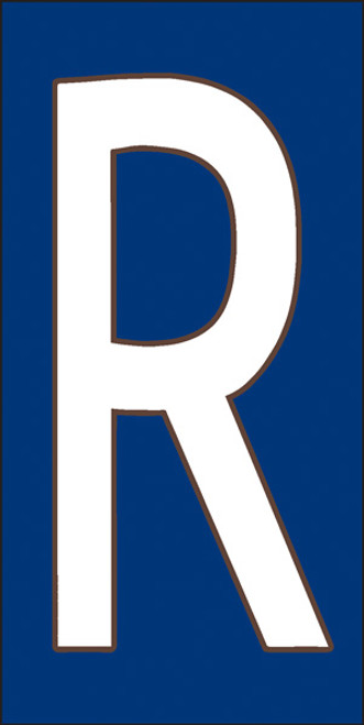 3x6 Tile House Letter R White on Cobalt