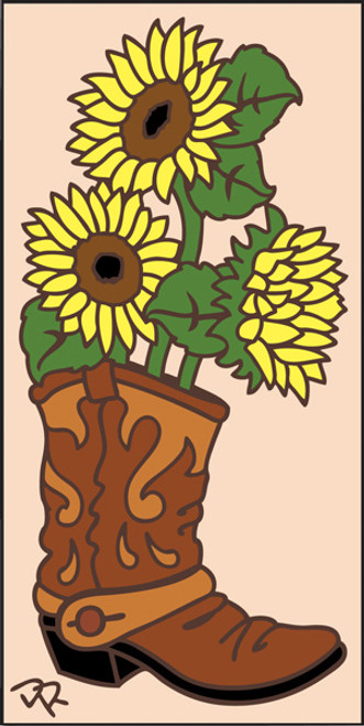 3x6 Tile Boot with Sunflowers Sand 3028A