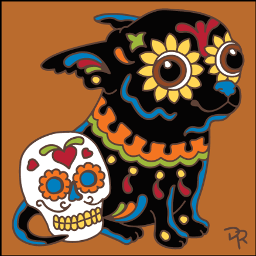 6x6 Tile Day of the Dead Chihuahua Popeyed Pup