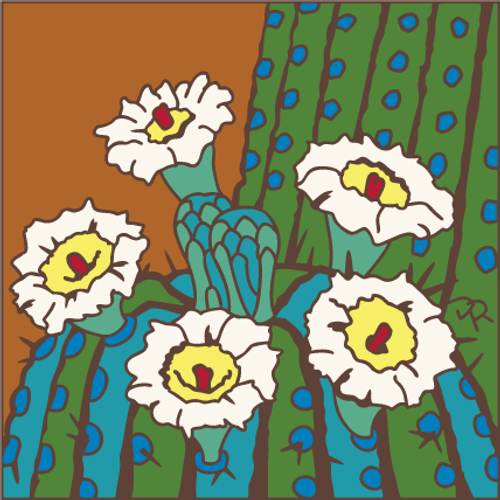 6x6 Tile Saguaro Cactus Blooms Terracotta