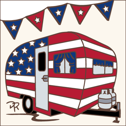 6x6 Tile Patriotic Vintage Camper