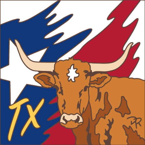 6x6 Tile Texas Flag Longhorn Steer