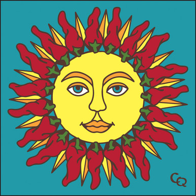 6x6 Chili Sun face Decorative Art Tile