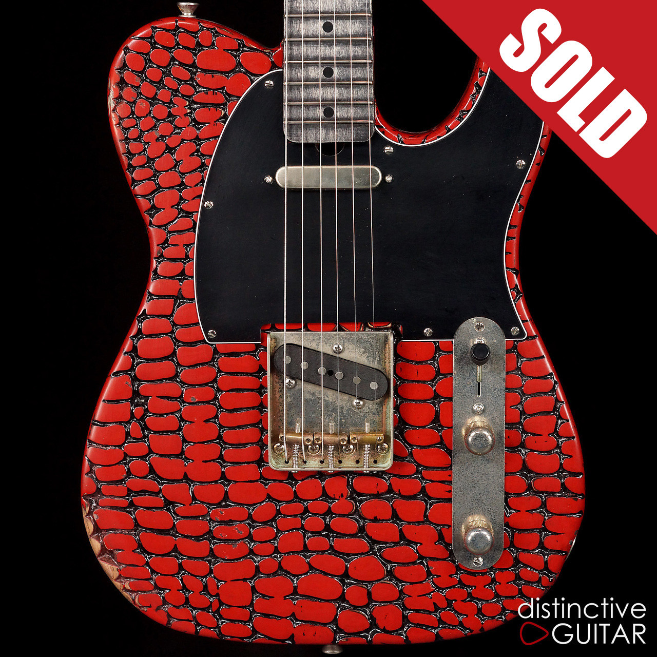 Palir Titan Red Gator Relic Telecaster - distinctiveguitar