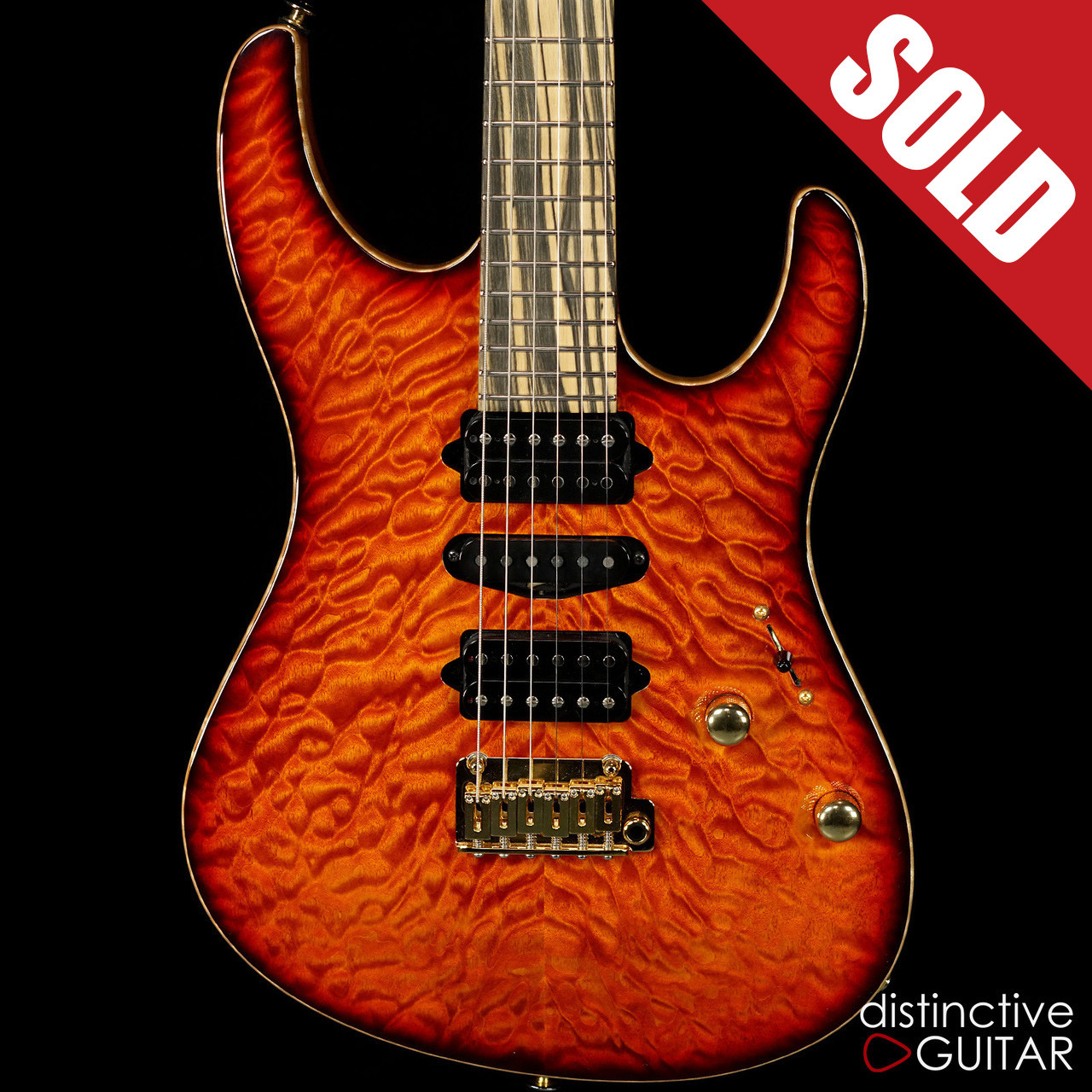 Suhr Modern Carve Top Custom Select NAMM Lava Red Burst Quilt JS2L1K