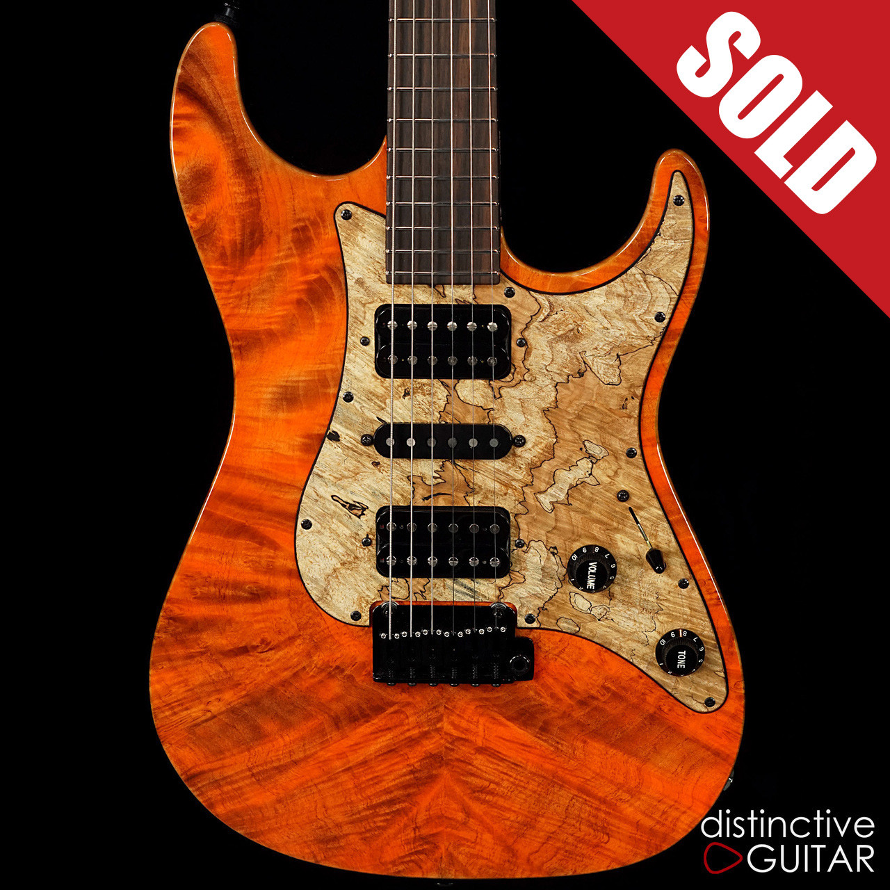 Suhr Standard Custom Waterfall Burl Maple Top Trans Orange Algae JS6U4N