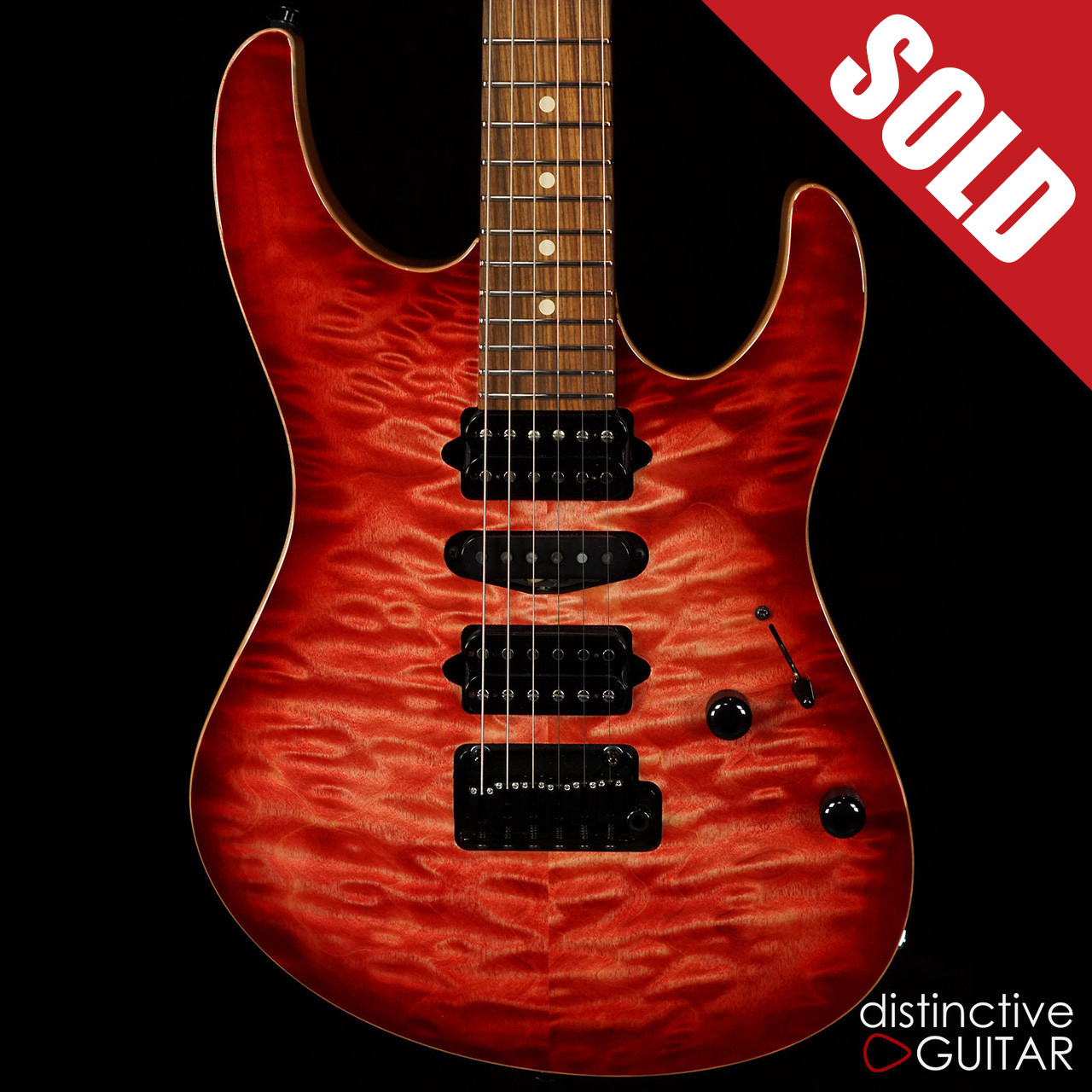 Suhr Modern Custom Faded Trans Wine Red Burst Angel Quilt JS2L2P