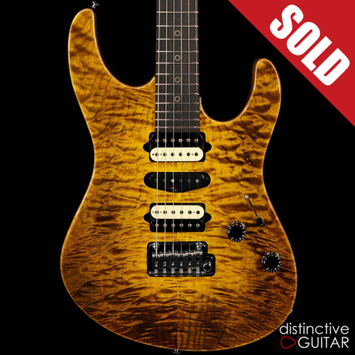 Suhr Classic Custom Black Gold Quilt Maple Top