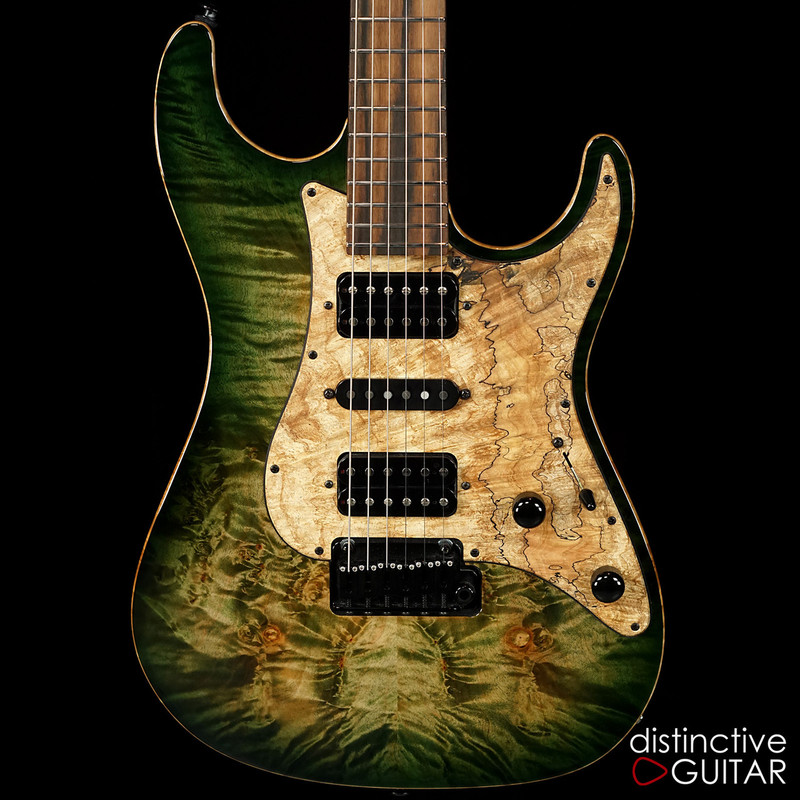 Suhr Standard Custom Waterfall Burl Maple Top Faded Trans Green Burst JS4U6P