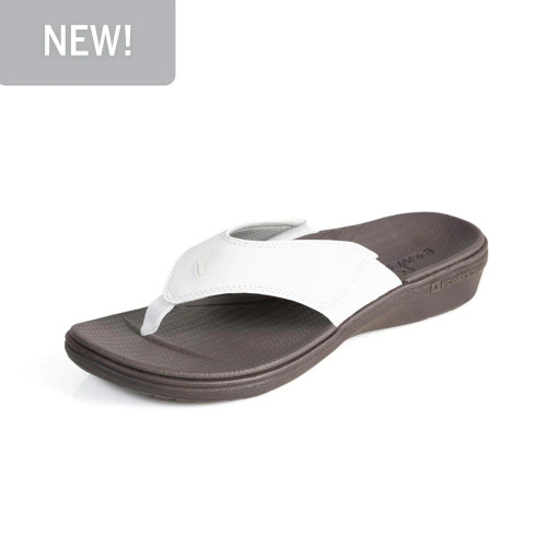 PowerStep Women's Sandals with Arch Support | Orthotic Plantar Fasciitis Relief  - WHITE/BROWN PowerStep Women's Sandals with Arch Support | Orthotic Plantar Fasciitis Relief  - WHITE/BROWN