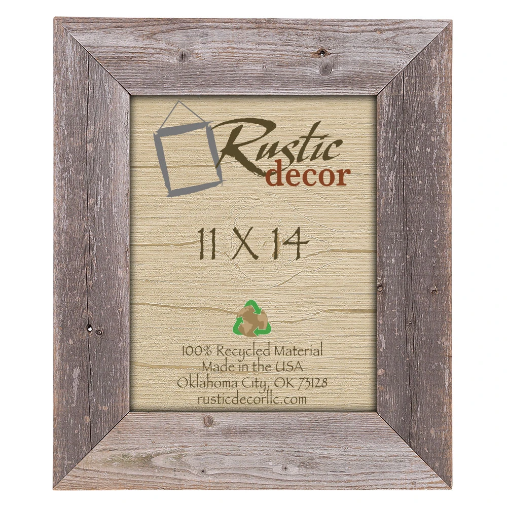 11x14 Rustic Reclaimed Barn Wood Extra Wide Wall Frame - Rustic Decor