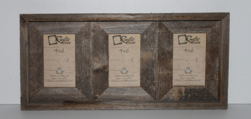 4x6 Rustic Reclaimed Barn Wood Triple Opening Frame