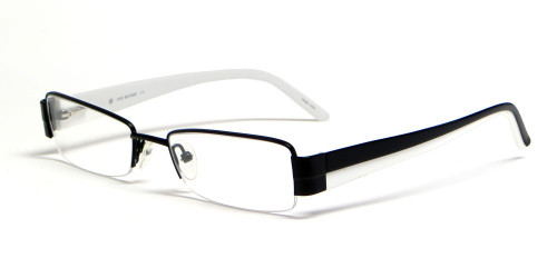 Calabria Viv 5003 Designer Reading Glasses Black White Semi-Rimless Choose Power