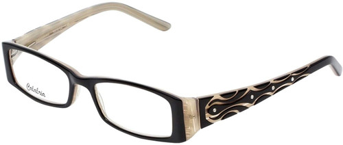 Calabria Designer Reading Glasses 815 Ebony Black White Marble Wave Flame 1-4.00