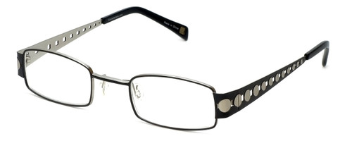 Cinzia Designer Reading Glasses Industrial C1 in Black Silver 44mm