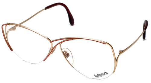 Rodenstock German Designer Reading Glasses 828 Gold & Red 59mm Oversized Rimless