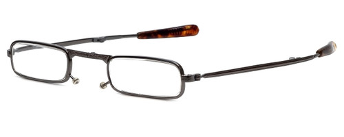 Calabria Metal Folding Reading Glasses&Case Light Weight Compact Silver Tortoise
