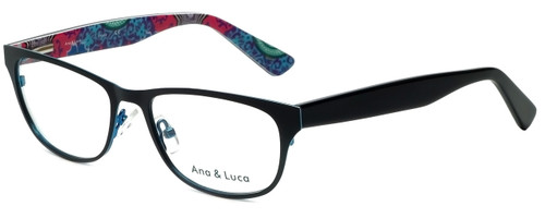 Ana & Luca Designer Reading Glasses Chiara Black Blue Crystal Mosaic Floral 51mm