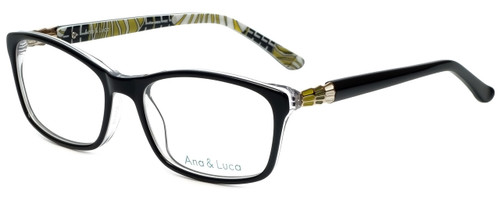 Profile View of Ana & Luca Designer Reading Glasses Francesca in Black with Blue Light Filter +