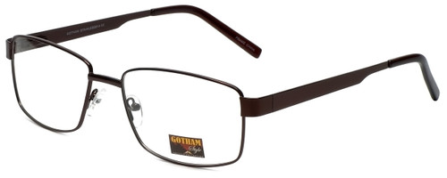 Profile View of Gotham Style Reading Glasses GS14 in Brown with Blue Light Filter + A/R Lenses