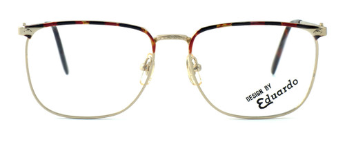 Profile View of Fashion Optical Reading Glasses E2055 in Gold Demi Amber with Blue Light Filter