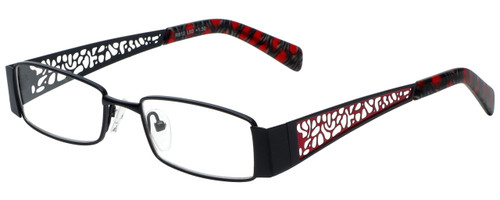 Calabria Designer Reading Glasses 812-BLK-49 Black Red Trellis Lace Choose Power