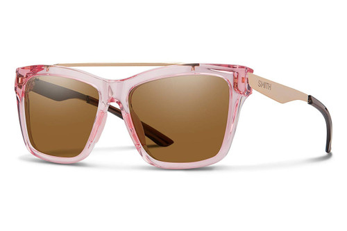 Smith Optics Runaround Polarized Sunglasses in Crystal Pink with Brown Lens