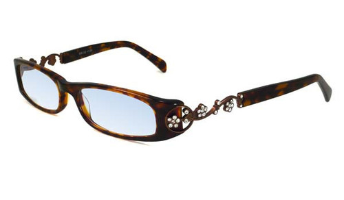 Profile View of Calabria 839 Techno Optical Reading Glasses Tortoise w/ Blue Light Filter + A/R