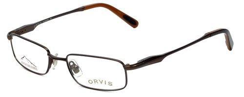 Profile View of Orvis Designer Blue Light Blocking Reading Glasses Crossing Brown 47mm 20 Powers