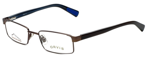 Profile View of Orvis Designer Blue Light Blocking Reading Glasses Force in Brown 48mm 20 Powers