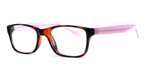 Profile View of Soho 122 Tortoise-Pink Designer Blue Light Block Reading Glasses 52mm 20 Powers