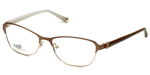 Profile View of Silver Dollar Progressive Lens Blue Light Reading Glasses CB1025 in Camel 53mm