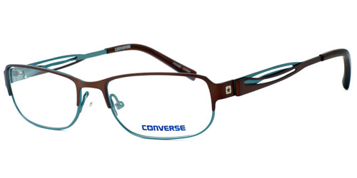 Profile View of Converse Spray Paint Progressive Lens Blue Light Reading Glasses in Brown/Green