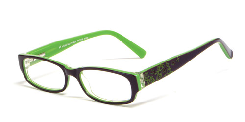 Profile View of Calabria Viv Kids 6005 Progressive Lens Blue Light Reading Glasses Brown Green