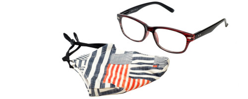 Calabria Men Red Striped Safety Mask&Matching 444 Designer Eyeglasses w/Retainer