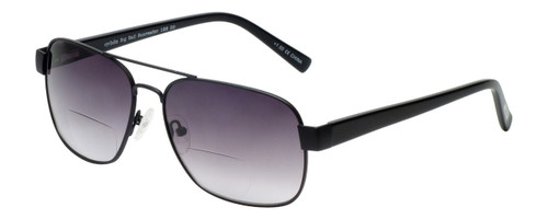 Profile View of Eyebobs Big Ball Aviator Sunglasses Gun Metal Black w/ Smoke Grey Gradient 56 mm