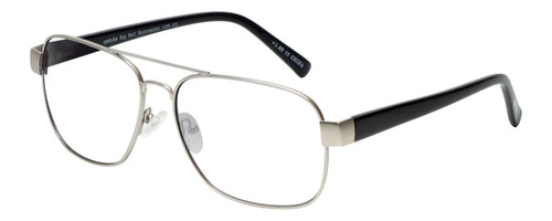 Profile View of Eyebobs Big Ball Designer Progressive Lens Blue Light Blocking Eyeglasses in Gun Metal Silver Unisex Aviator Full Rim Metal 56 mm