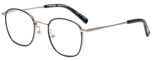 Profile View of Eyebobs Inside 3174-00 Designer Blue Light Blocking Eyeglasses in Black Silver Unisex Square Full Rim Metal 48 mm