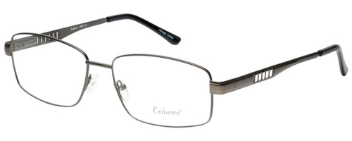 Profile View of Enhance EN3858 Designer Reading Eye Glasses with Custom Cut Powered Lenses in Gunmetal Silver Mens Rectangle Full Rim Metal 63 mm