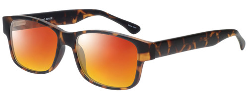 Profile View of Enhance EN4075 Designer Polarized Sunglasses with Custom Cut Red Mirror Lenses in Matte Tortoise Havana Brown Gold Mens Classic Full Rim Acetate 60 mm