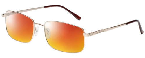 Profile View of Enhance EN4106 Designer Polarized Sunglasses with Custom Cut Red Mirror Lenses in Gold Mens Rectangle Full Rim Metal 63 mm