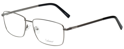 Profile View of Enhance EN4161 Designer Reading Eye Glasses with Custom Cut Powered Lenses in Gunmetal Black Mens Rectangle Full Rim Metal 60 mm
