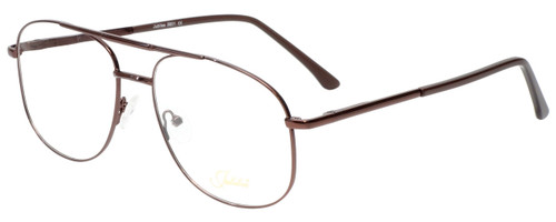 Profile View of Jubilee J5801 Designer Progressive Lens Blue Light Blocking Eyeglasses in Brown Mens Aviator Full Rim Metal 58 mm