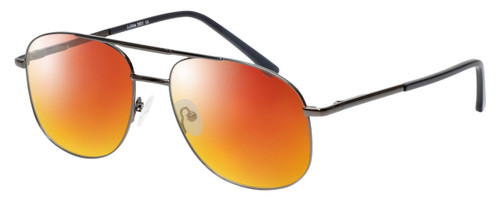 Profile View of Jubilee J5801 Designer Polarized Sunglasses with Custom Cut Red Mirror Lenses in Gunmetal Black Mens Aviator Full Rim Metal 58 mm