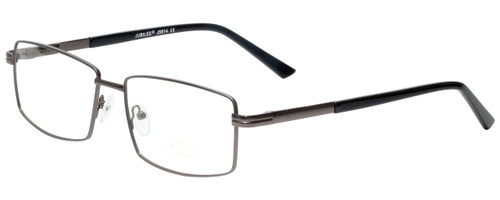 Profile View of Jubilee J5914 Designer Blue Light Blocking Eyeglasses in Matte Gunmetal Silver Mens Rectangle Full Rim Metal 60 mm