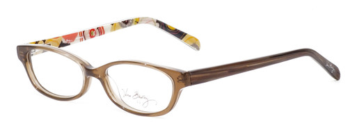 Profile View of Vera Bradley KIDS Maya Designer Reading Eye Glasses with Custom Cut Powered Lenses in Buttercup Brown Ladies Cateye Full Rim Acetate 45 mm